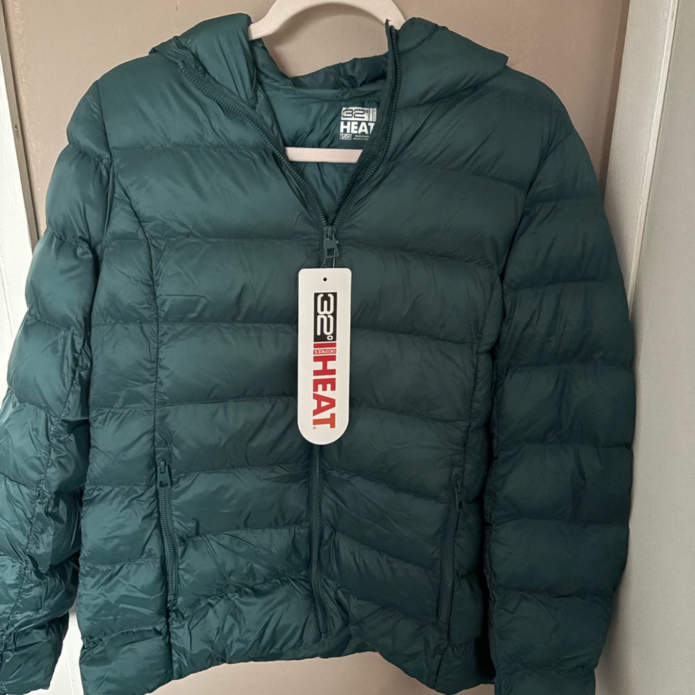 32 Degrees Men’s Teal Hooded Packable Puffer Jacket